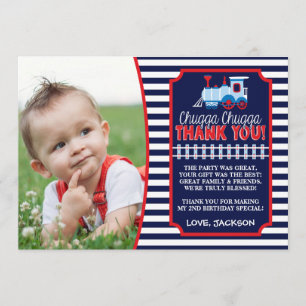 Train Birthday Thank You Card with Envelopes