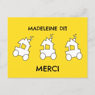Train Birthday Thank You in French Postcard