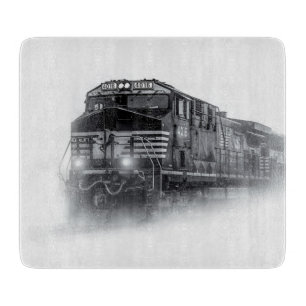 Train Black and White train tracks Cutting Board