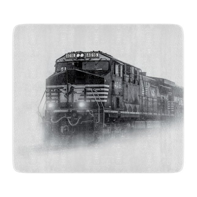 Train Black and White train tracks Cutting Board (Front)