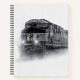 Train Black and White train tracks Notebook