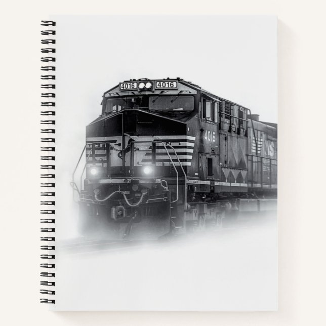 Train Black and White train tracks Notebook (Front)