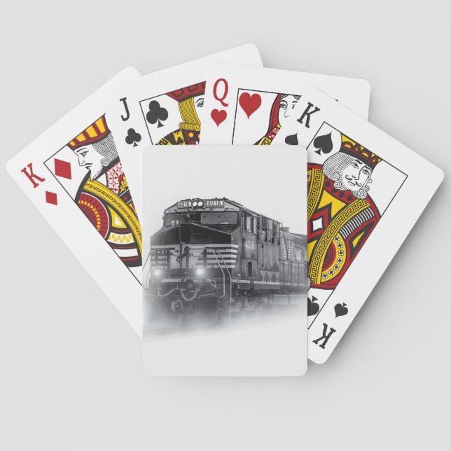 Train Black and White train tracks Playing Cards (Back)