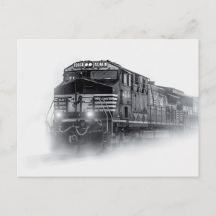 Train Black and White train tracks Postcard