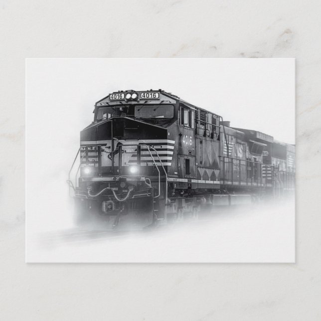 Train Black and White train tracks Postcard (Front)