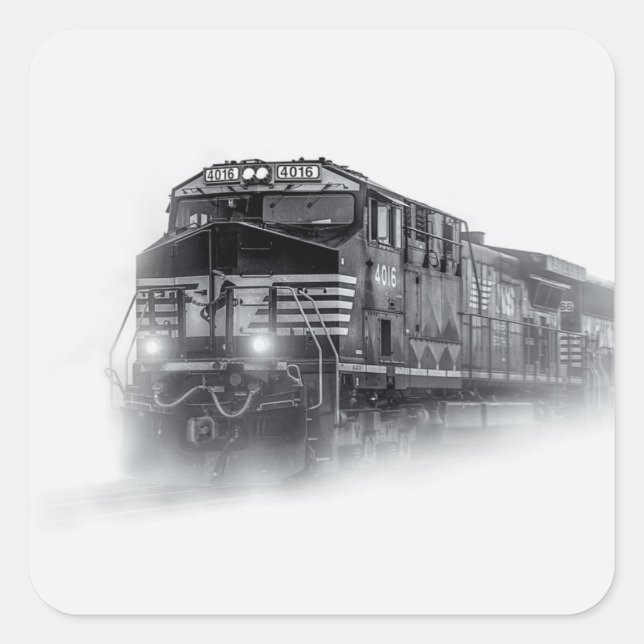 Train Black and White train tracks Square Sticker (Front)