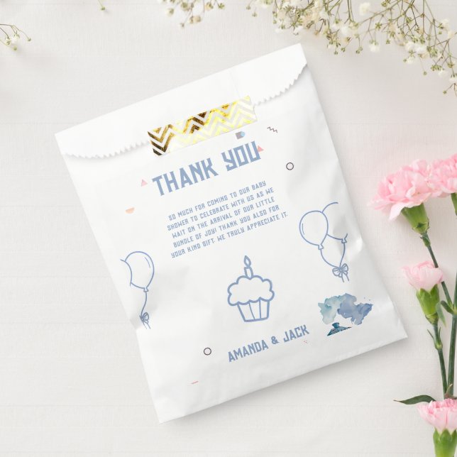 Train Blue Balloons Boy Whimsical Baby Shower Favour Bag (Sealed)
