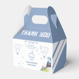 Train Blue Balloons Boy Whimsical Baby Shower Favour Box