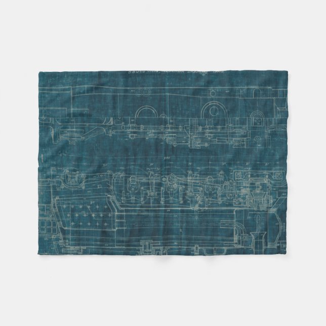 Train Blueprint I Fleece Blanket (Front (Horizontal))