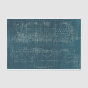 Train Blueprint I Tissue Paper