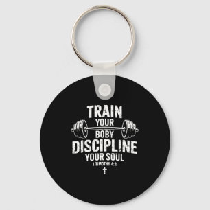 Train body discipline soul christian jesus gym key ring