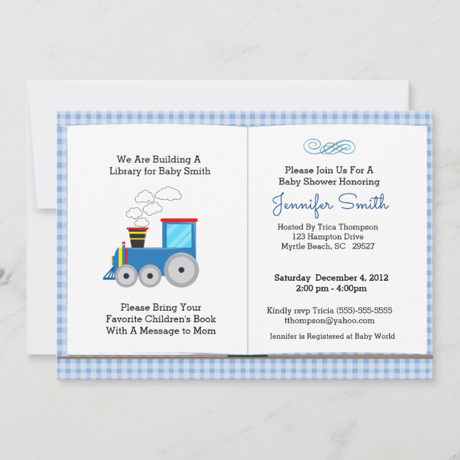Train Book Theme Baby Shower Invitation (Front)