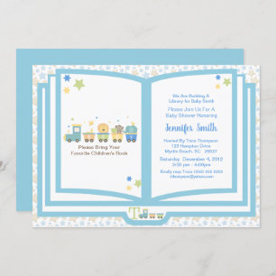 Train Book Theme Boys Baby Shower   Invitation