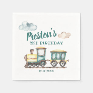 Train Boy 2nd Birthday Paper Napkin