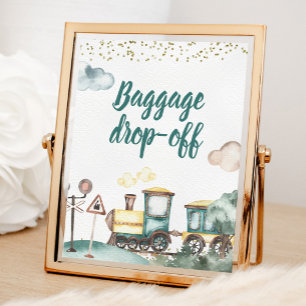 Train Boy Birthday Baggage drop-off Sign