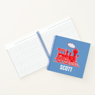Train boys named red blue notebook
