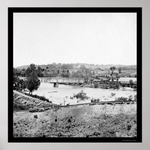 Train Bridge and Iron Works near Richmond, VA 1865 Poster