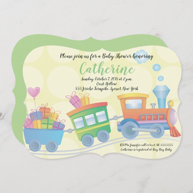 Train Caboose Engine Baby Shower Invitation (Front/Back)