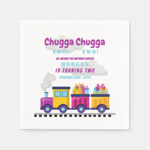 Train Chugga Choo Cartoon Second Birthday Napkin