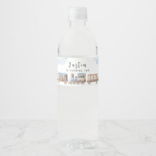 Train chugga chugga two two 2nd birthday water bottle label
