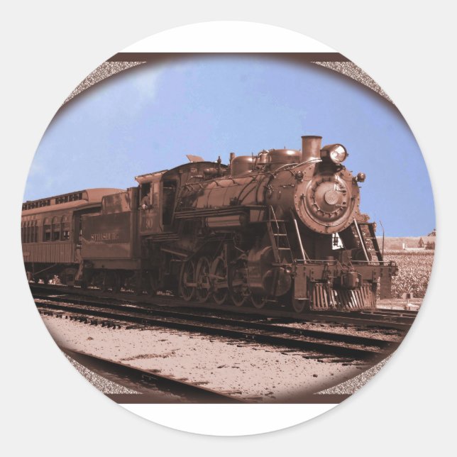 train classic round sticker (Front)