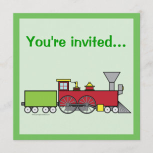 Train Colouring Birthday Party invitation