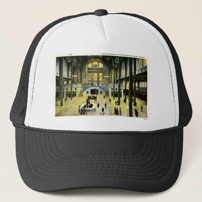 Train Concourse  Chicago Illinois Union Station Trucker Hat (Front)