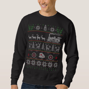 Train Conductor Locomotive Pulled by Reindeer Ugly Sweatshirt