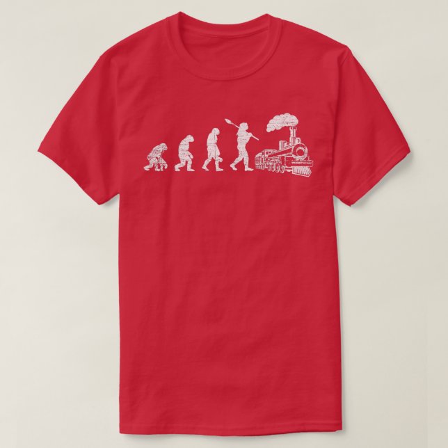 Train Conductor Trains Evolution Retro T-Shirt (Design Front)