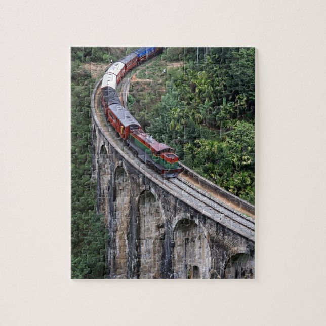 Train crossing bridge Sri Lanka highlands Jigsaw Puzzle (Vertical)