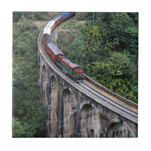 Train crossing bridge Sri Lanka highlands Tile