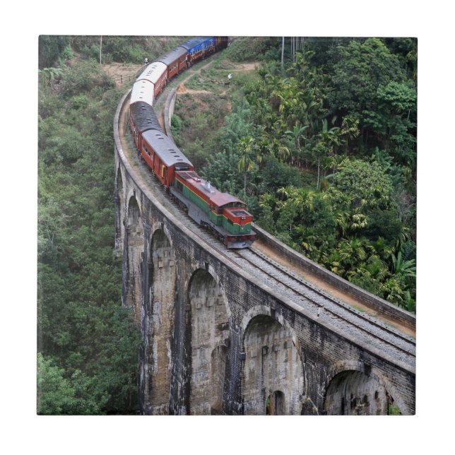 Train crossing bridge Sri Lanka highlands Tile (Front)