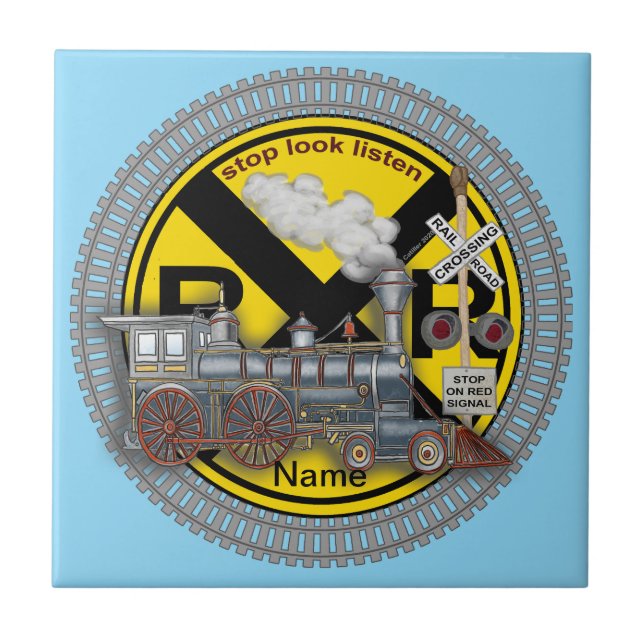 Train Crossing  Ceramic Tile (Front)