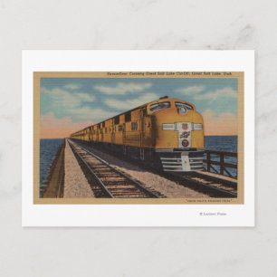 Train- Crossing Great Salt Lake, Ogden, Utah Postcard