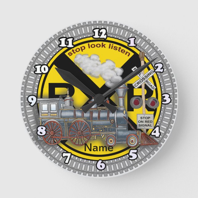 Train Crossing  Round Clock (Front)