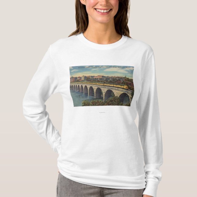 Train- Crossing Stone Arch Bridge T-Shirt (Front)