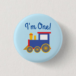 Train Cute Choo-Choo 1st Birthday Party Theme 3 Cm Round Badge