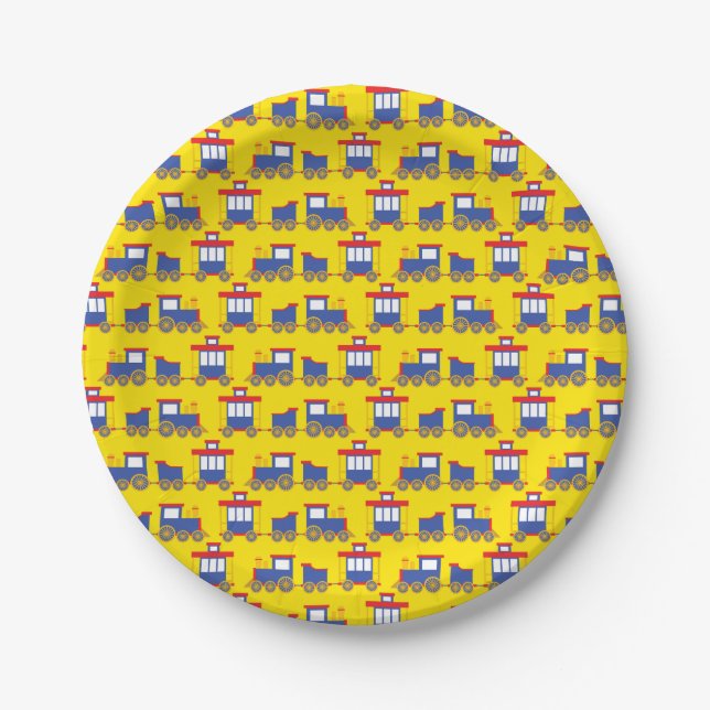 Train Cute Choo-Choo 1st Birthday Party Theme Paper Plate (Front)