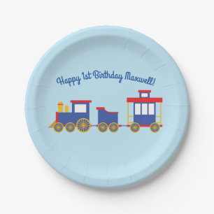 Train Cute Choo-Choo 1st Birthday Party Theme Paper Plate