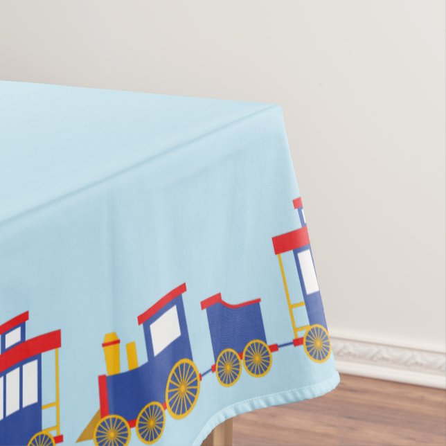 Train Cute Choo-Choo 1st Birthday Party Theme Tablecloth (In Situ)