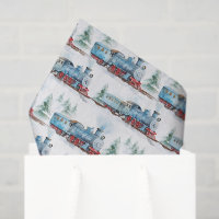 Train Decoupage Paper, Watercolor Locomotive