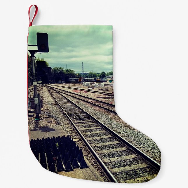 Train depot small christmas stocking (Front)