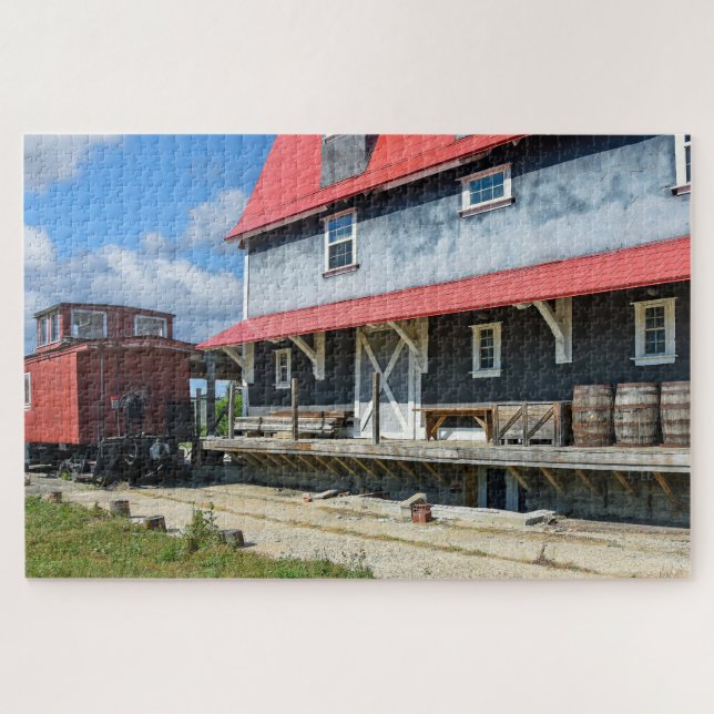 Train Depot With Old Barrels Jigsaw Puzzle (Horizontal)