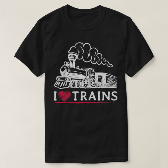Train Design I love Trains  T-Shirt (Design Front)