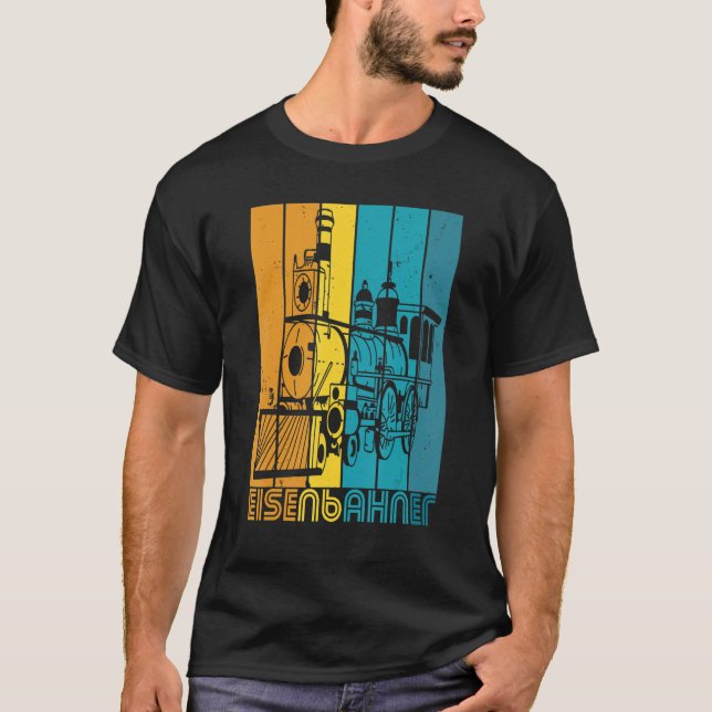 Train Driver Steam Locomotive Conductor on Rails T-Shirt (Front)