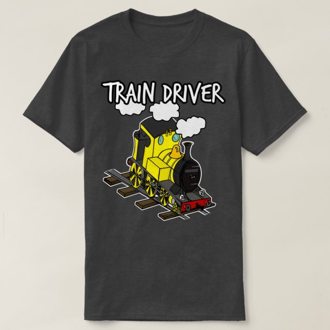 Train Driver Steam Locomotive Rail Enthusiasts Yel T-Shirt (Design Front)