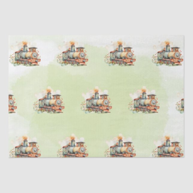 Train Engine Birthday Tissue Paper (Front)