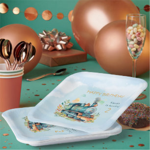 Train Engine Boy 2nd. Birthday Paper Plate