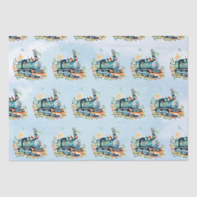 Train Engine Boy   Birthday  Tissue Paper (Front)