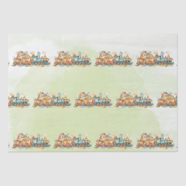 Train Engine Girl  Birthday  Tissue Paper (Front)